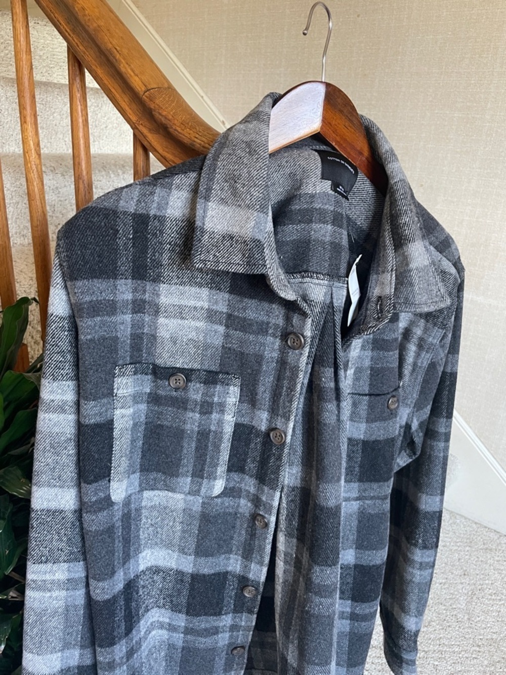 Cotton On Black & Gray Plaid Heavy Overshirt Shacket NWT - Picture 2 of 7